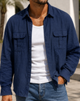 Mivanity Men's Lightweight Utility Shirt Jacket Casual Workwear Overshirt for Everyday Adventure