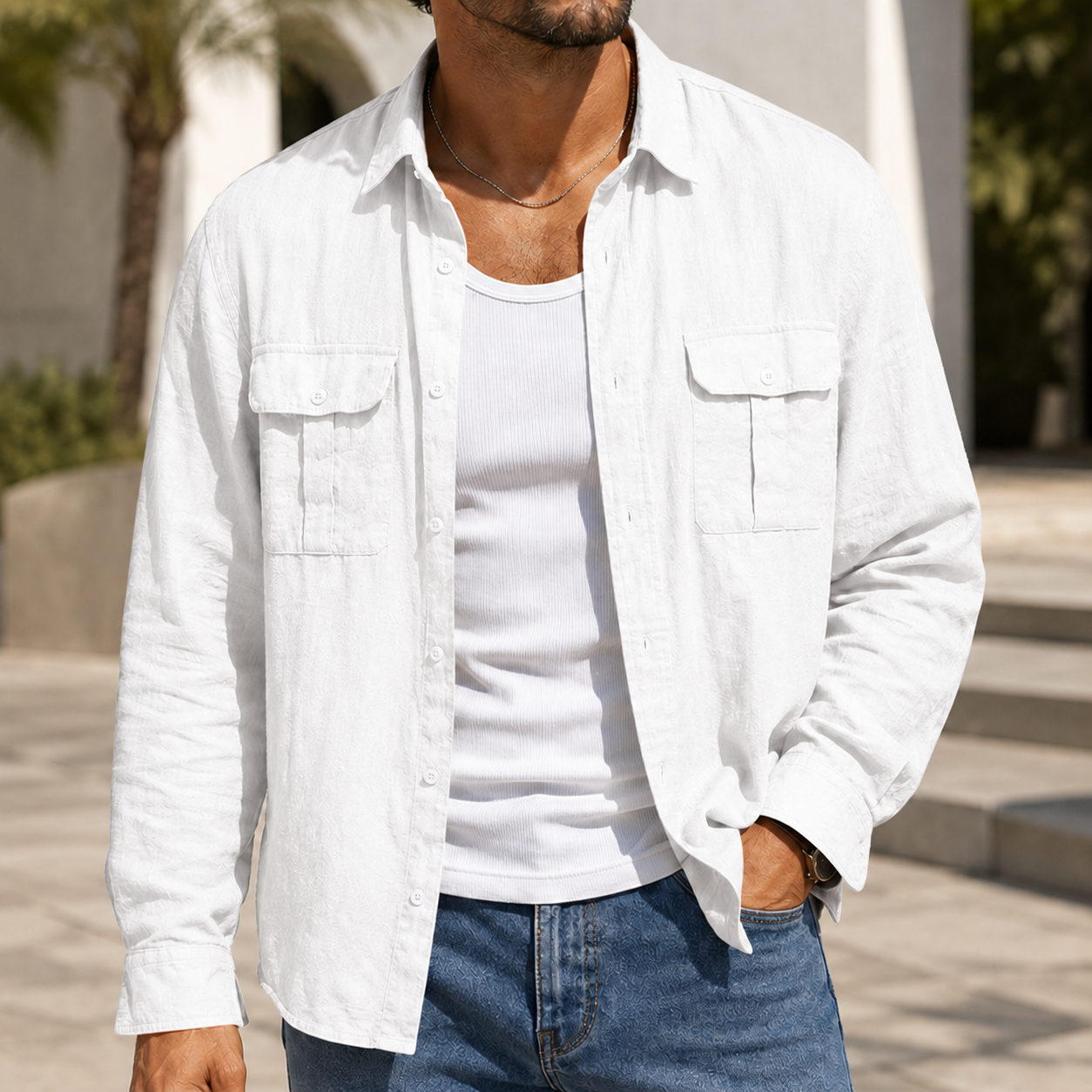 Mivanity Men's Lightweight Utility Shirt Jacket Casual Workwear Overshirt for Everyday Adventure