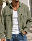 Mivanity Men's Lightweight Utility Shirt Jacket Casual Workwear Overshirt for Everyday Adventure