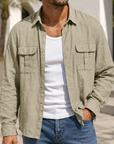 Mivanity Men's Lightweight Utility Shirt Jacket Casual Workwear Overshirt for Everyday Adventure