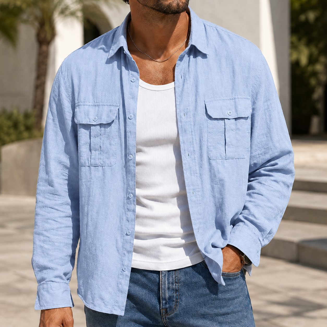 Mivanity Men's Lightweight Utility Shirt Jacket Casual Workwear Overshirt for Everyday Adventure
