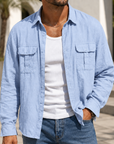 Mivanity Men's Lightweight Utility Shirt Jacket Casual Workwear Overshirt for Everyday Adventure
