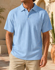 Mivanity Men's Linen Blend Short-Sleeve Knit Shirts