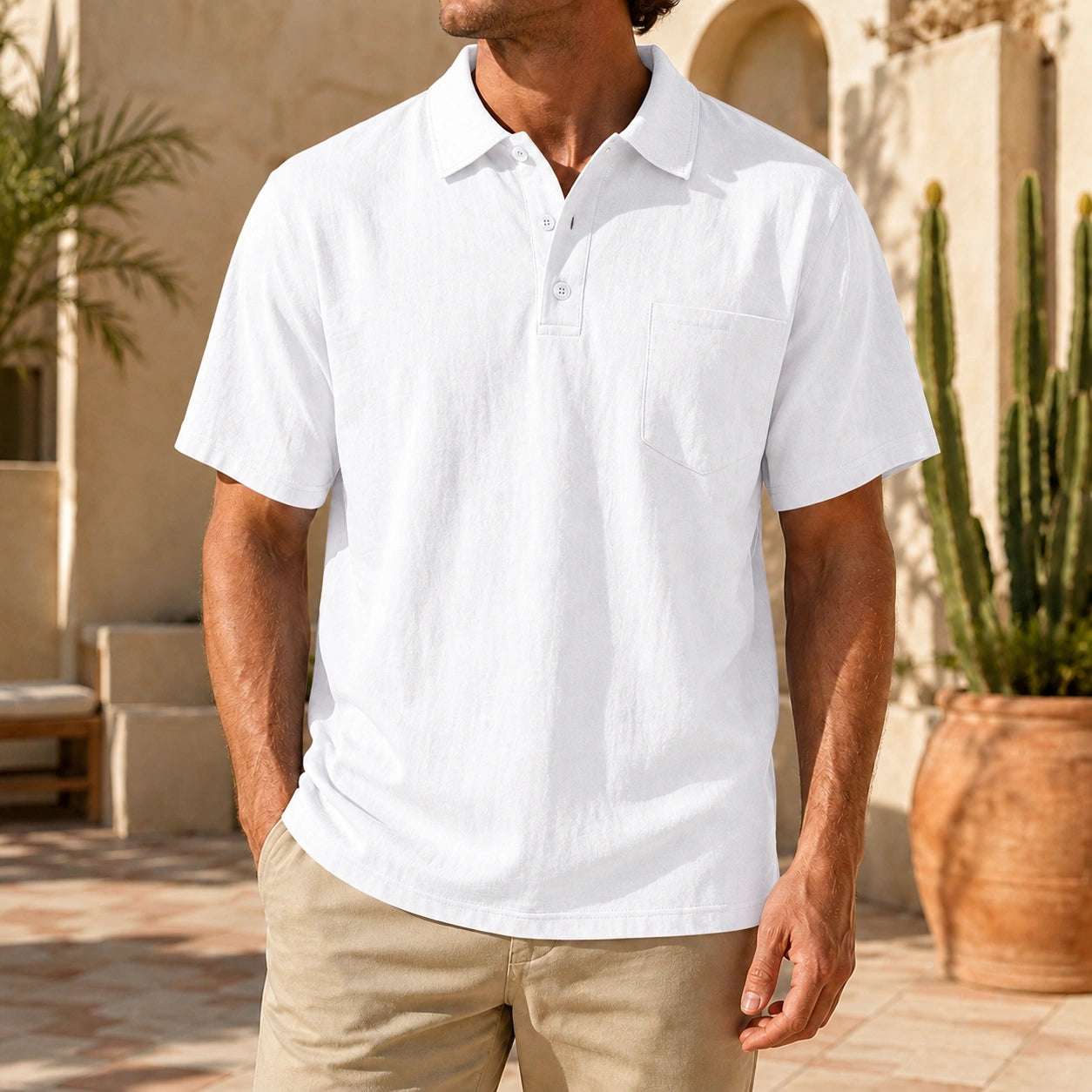 Mivanity Men's Linen Blend Short-Sleeve Knit Shirts