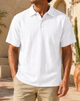 Mivanity Men's Linen Blend Short-Sleeve Knit Shirts