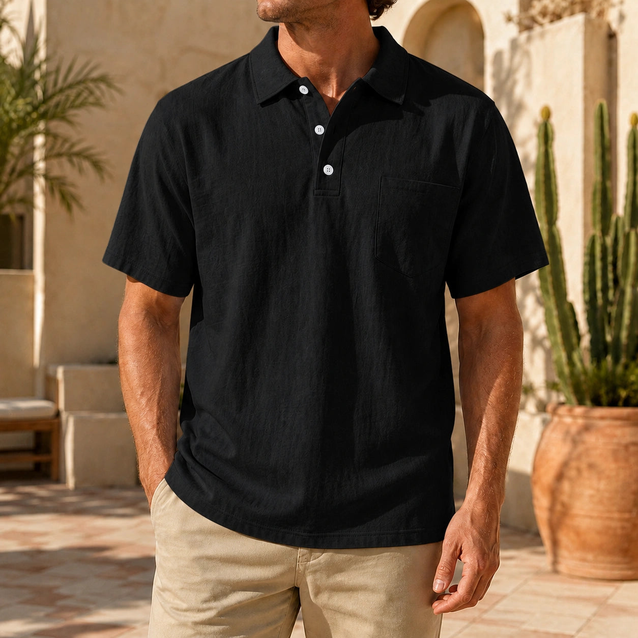 Mivanity Men's Linen Blend Short-Sleeve Knit Shirts