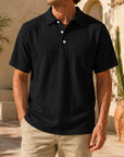 Mivanity Men's Linen Blend Short-Sleeve Knit Shirts