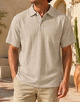 Mivanity Men's Linen Blend Short-Sleeve Knit Shirts