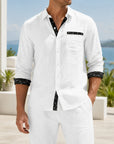 Mivanity Men's Linen Color-Block Shirts