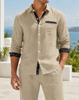 Mivanity Men's Linen Color-Block Shirts