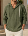 Mivanity Men's Linen Crew Neck Long-Sleeve Shirts