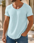 Mivanity Men's Linen Crew Neck Short-Sleeve T-Shirts