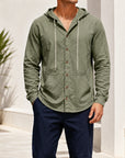 Mivanity Men's Linen Hooded Cardigan Shirts