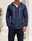 Mivanity Men's Linen Hooded Cardigan Shirts