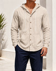 Mivanity Men's Linen Hooded Cardigan Shirts
