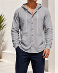 Mivanity Men's Linen Hooded Cardigan Shirts
