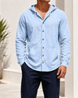 Mivanity Men's Linen Hooded Cardigan Shirts