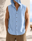 Mivanity Men's Linen Hooded Cardigan Tank Tops