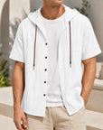 Mivanity Men's Linen Hooded Short-Sleeve Shirts