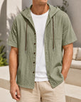 Mivanity Men's Linen Hooded Short-Sleeve Shirts