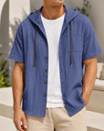 Mivanity Men's Linen Hooded Short-Sleeve Shirts