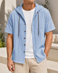 Mivanity Men's Linen Hooded Short-Sleeve Shirts