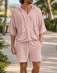 Mivanity Men's Linen Hooded Short-Sleeve T-Shirt Shorts 2-Piece Sets