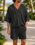 Mivanity Men's Linen Hooded Short-Sleeve T-Shirt Shorts 2-Piece Sets