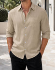 Mivanity Men's Linen Long-Sleeve Cardigan Shirts