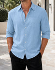 Mivanity Men's Linen Long-Sleeve Cardigan Shirts