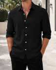 Mivanity Men's Linen Long-Sleeve Cardigan Shirts