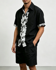 Mivanity Men's Linen Short-Sleeve Shirt Shorts 2-Piece Summer Sets