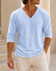 Mivanity Men's Linen V-Neck T-Shirts