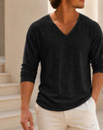 Mivanity Men's Linen V-Neck T-Shirts