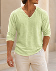 Mivanity Men's Linen V-Neck T-Shirts