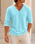 Mivanity Men's Linen V-Neck T-Shirts