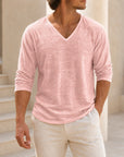 Mivanity Men's Linen V-Neck T-Shirts