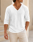 Mivanity Men's Linen V-Neck T-Shirts