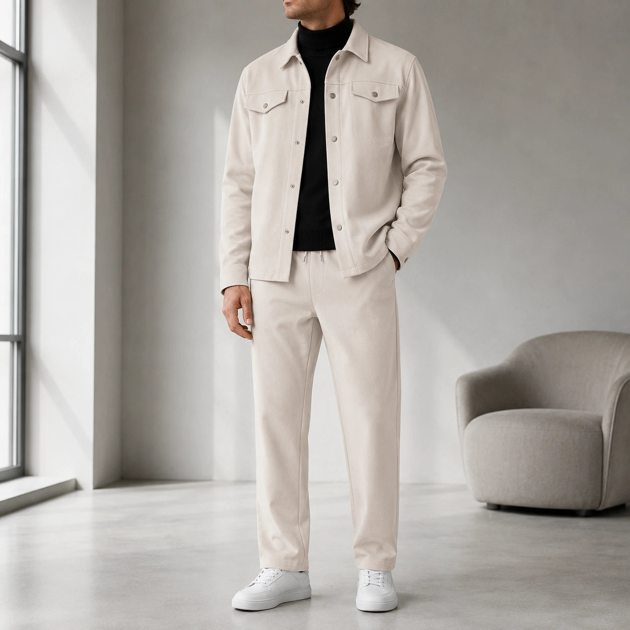Mivanity Men's Long-Sleeve Jacket Long Pants 2-Piece Autumn Sets