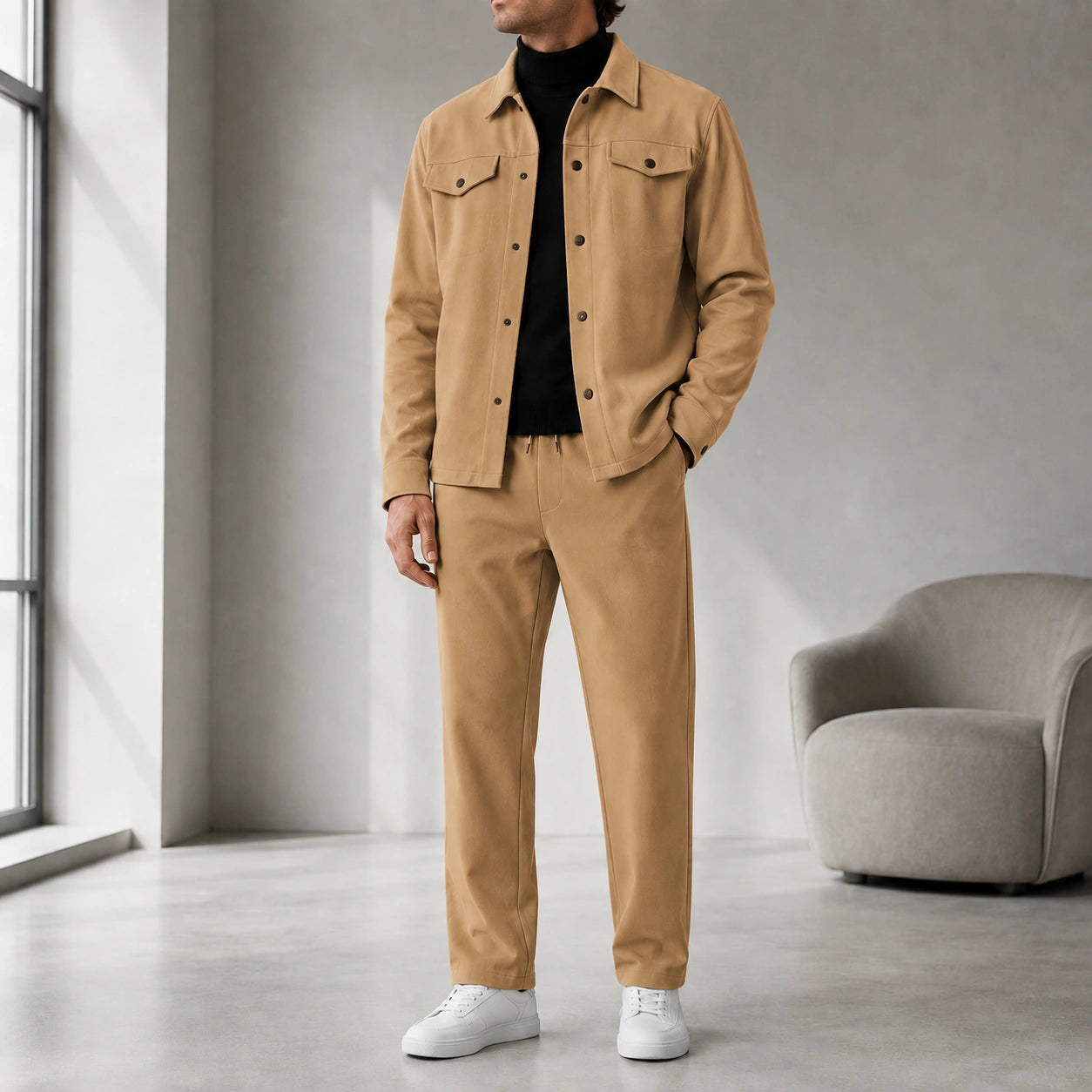 Mivanity Men's Long-Sleeve Jacket Long Pants 2-Piece Autumn Sets