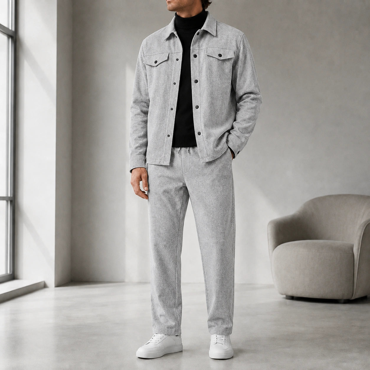 Mivanity Men's Long-Sleeve Jacket Long Pants 2-Piece Autumn Sets
