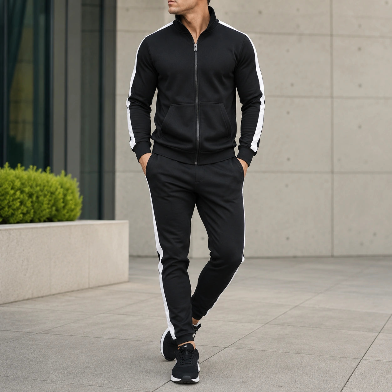 Mivanity Men's Long-Sleeve Jacket Long Pants 2-Piece Winter Sets
