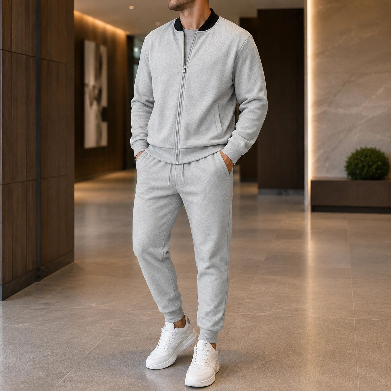 Mivanity Men's Long-Sleeve Jacket Long Pants 2-Piece Winter Sets