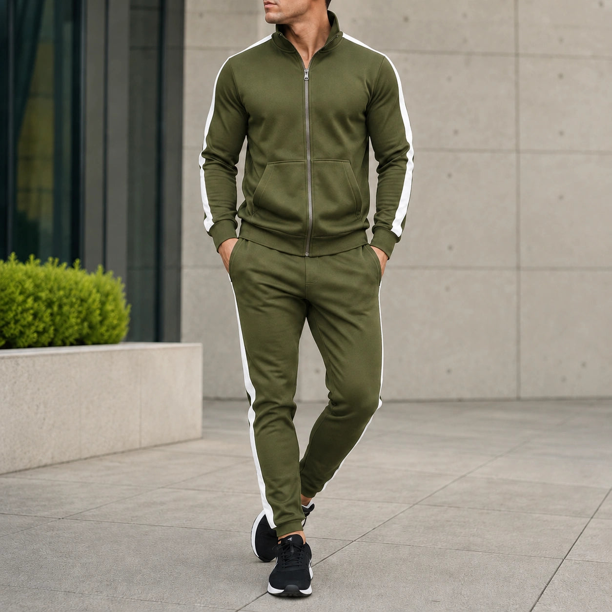 Mivanity Men's Long-Sleeve Jacket Long Pants 2-Piece Winter Sets