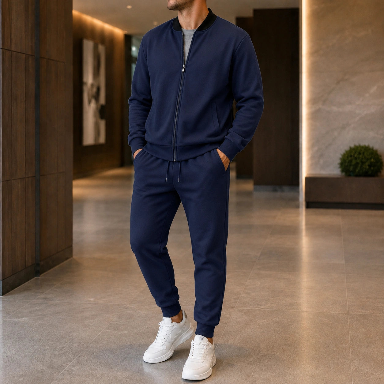 Mivanity Men's Long-Sleeve Jacket Long Pants 2-Piece Winter Sets