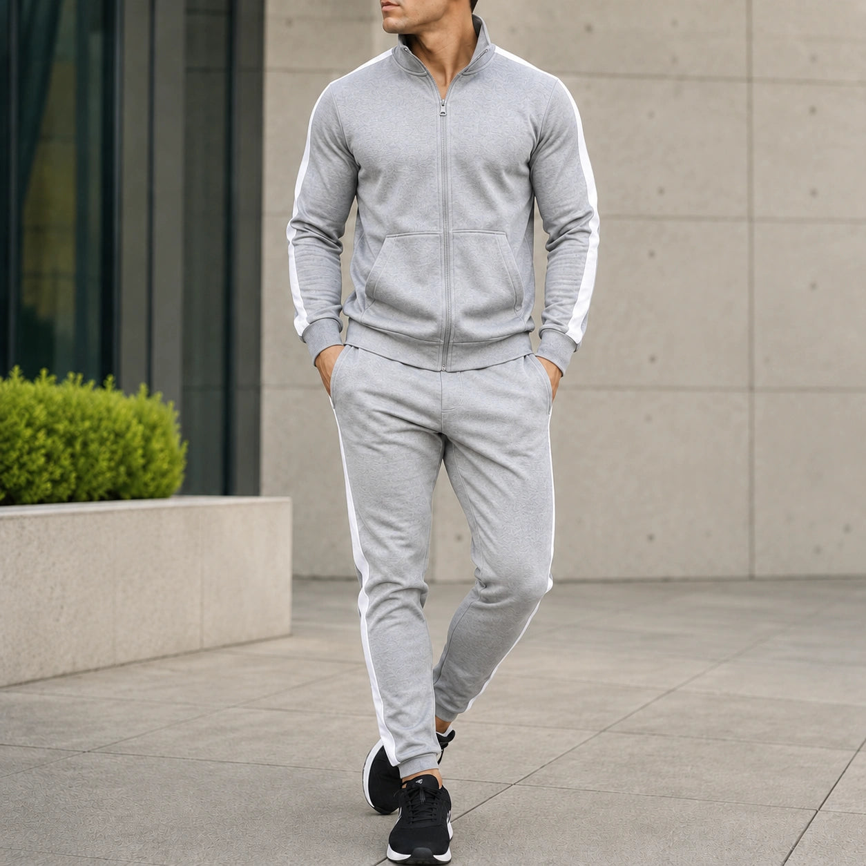 Mivanity Men's Long-Sleeve Jacket Long Pants 2-Piece Winter Sets
