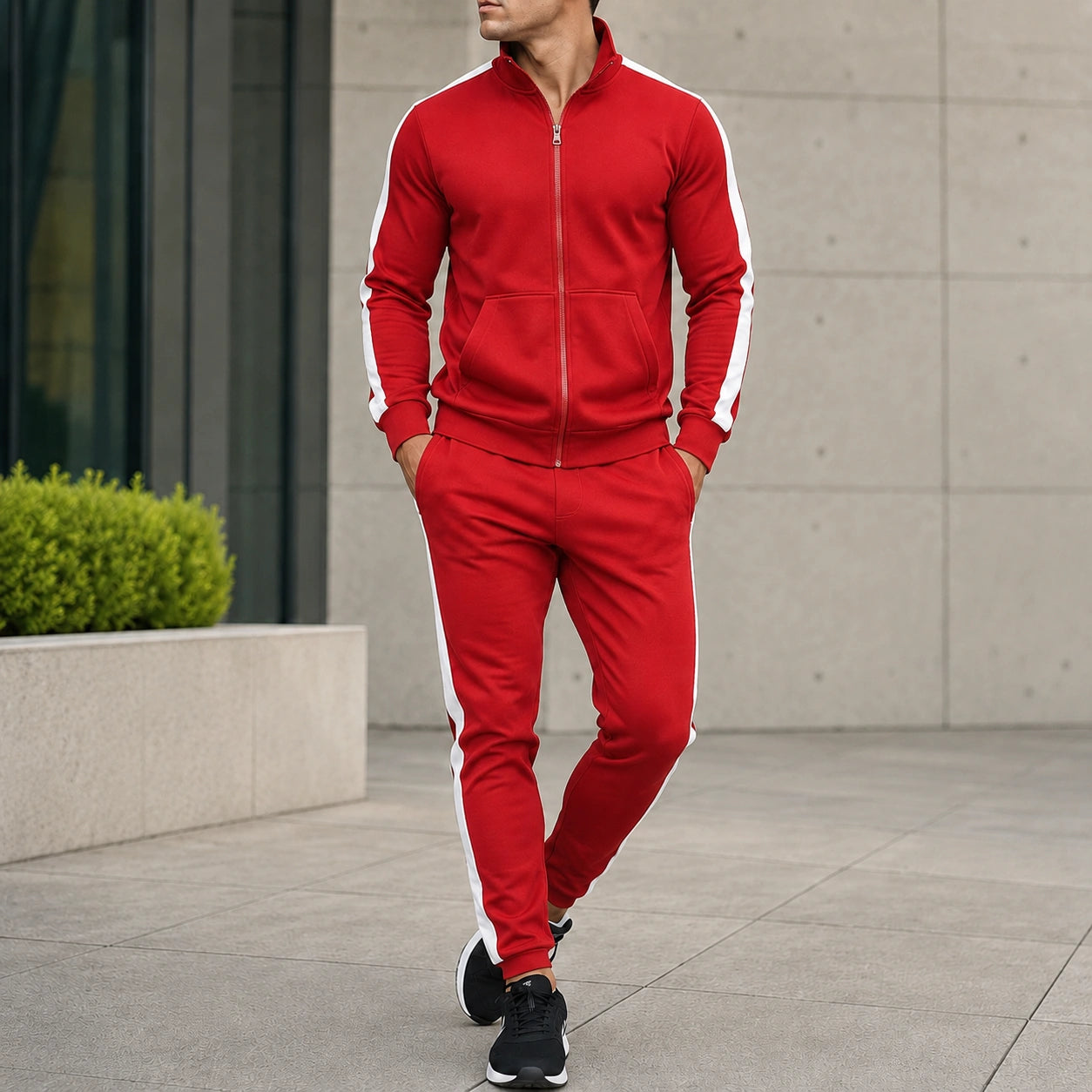 Mivanity Men's Long-Sleeve Jacket Long Pants 2-Piece Winter Sets