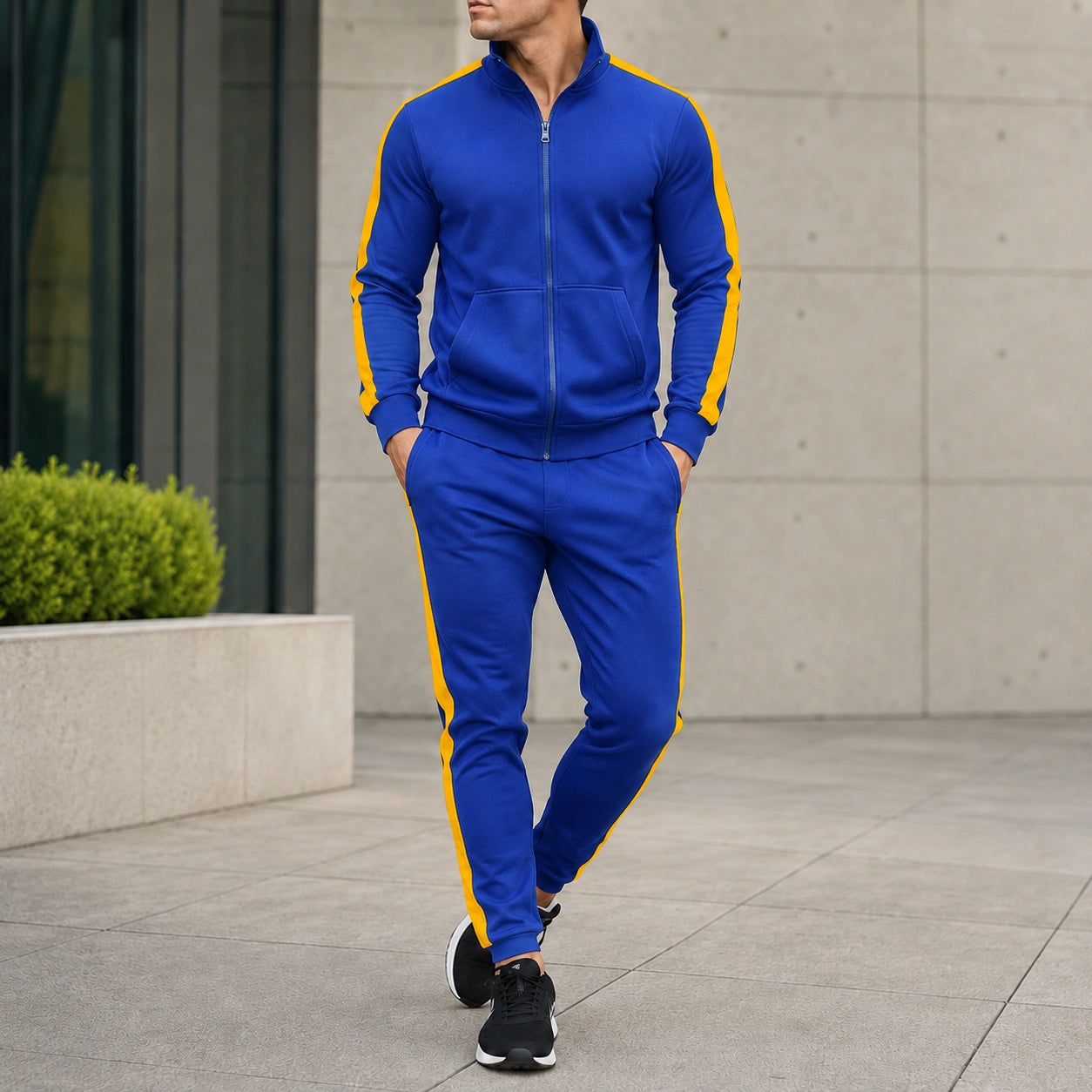 Mivanity Men's Long-Sleeve Jacket Long Pants 2-Piece Winter Sets