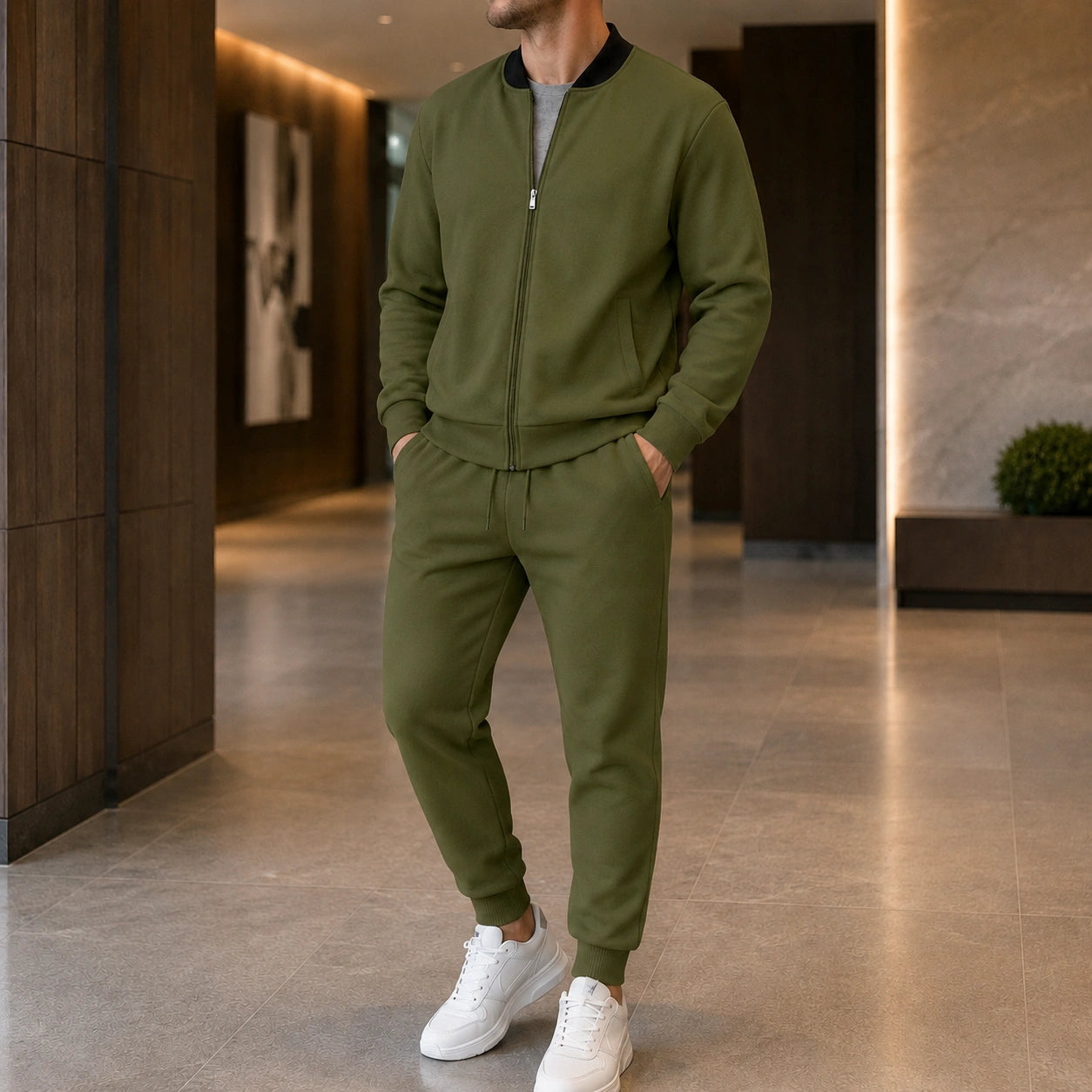 Mivanity Men's Long-Sleeve Jacket Long Pants 2-Piece Winter Sets