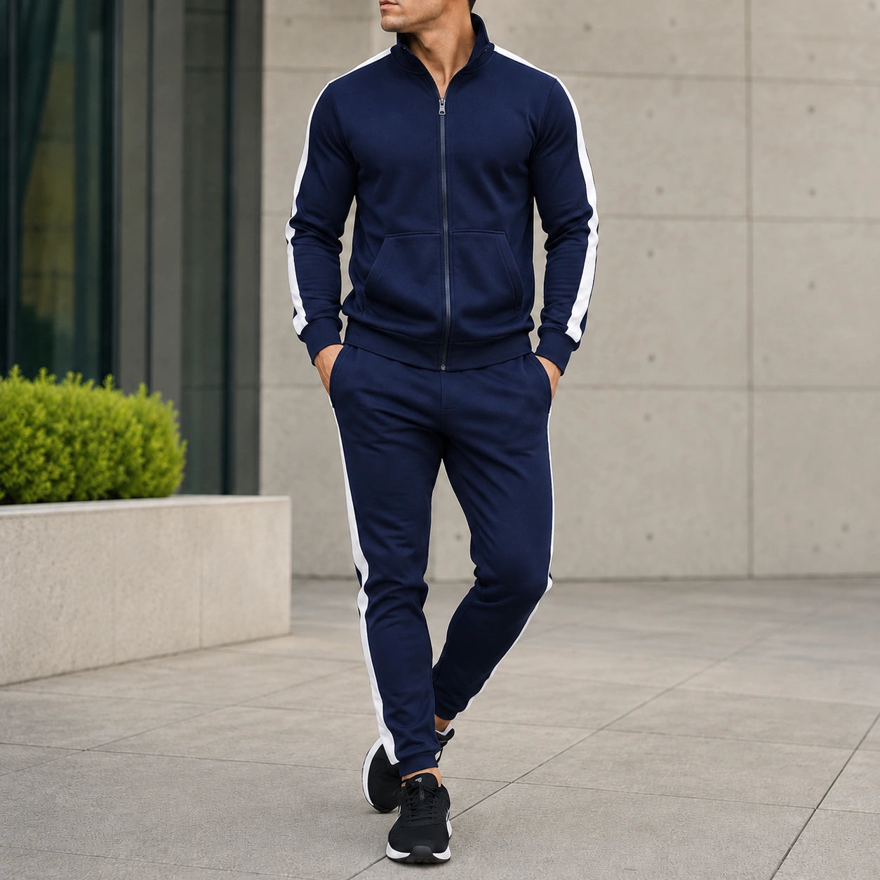 Mivanity Men's Long-Sleeve Jacket Long Pants 2-Piece Winter Sets